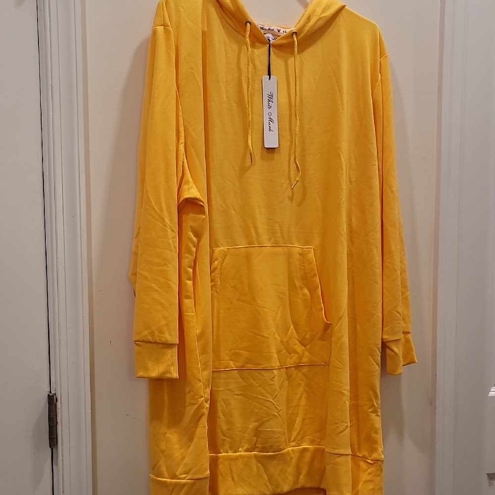 White Mark Vibrant Yellow Hoodie Dress